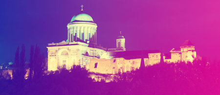 View of Esztergom Basilica in the center of Esztergom, Hungary