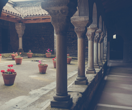 Monastery de Sant Pere de Casserres sample of romanesque style in Cataloniaの写真素材