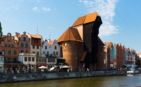 GDANSK, POLAND - MAY 12, 2018: Image of embankment in historical part of Gdansk at sunny day, Polandのeditorial素材