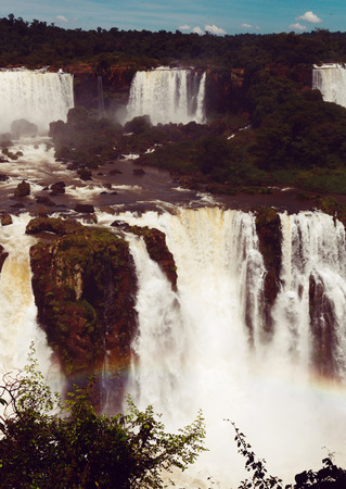 General viewing of the impressive Iguazu Falls system in Brazilの写真素材