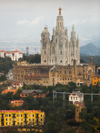 View of  Expiatory Church of the Sacred Heart of Jesus mountain in Barcelona, Spainの写真素材