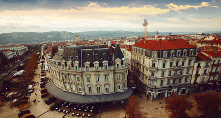 Architecture of central boulevard of French town of Valenceの写真素材