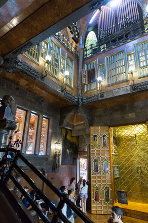 BARCELONA, SPAIN - SEPTEMBER 02, 2018: Interiors of famous Palau Guell designed by architect Antoni Gaudiのeditorial素材