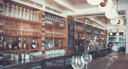 Illustration of empty fashionable modern  stylish bar with alcohol in restaurant.の写真素材