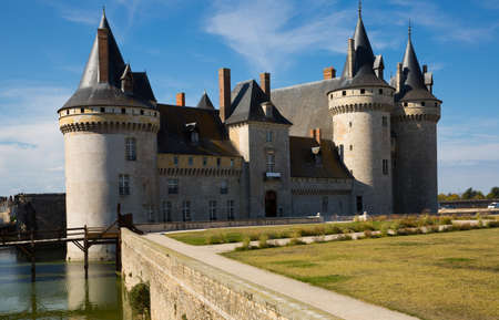 View of majestic castle Chateau de Sully-sur-Loire, Franceのeditorial素材