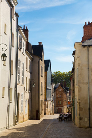 ORLEANS, FRANCE - OCTOBER 9, 2018: Cityscape of French city Orleans with old streets and medieval...