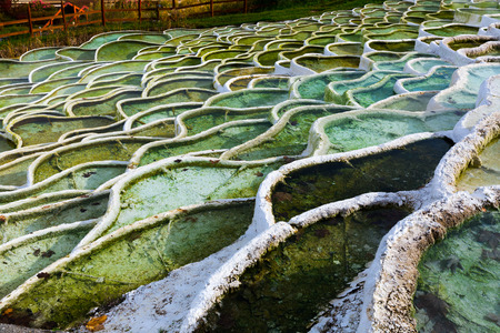 Thermal water in Egerszalok is colorful spa of Hungary outdoor.の写真素材
