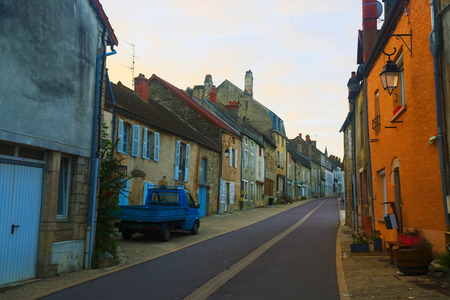 View of Bligny-sur-Ouche old narrow streets, Franceの写真素材