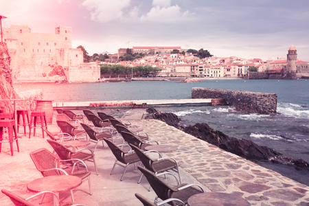 Colors french town and castle Collioure part of the coast Vermillionの写真素材