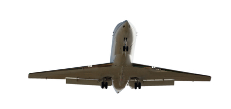 Passenger airplane isolated on white backgroundの写真素材