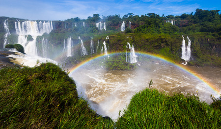 General viewing of the impressive Iguazu Falls system in Brazilの写真素材
