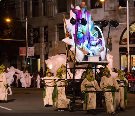 BARCELONA, SPAIN â€“ JANUARY 5, 2017:  Grand parade to celebrate traditional arrival of Three...