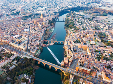 The ancient city of Albi in the south of France. View from aboveの写真素材
