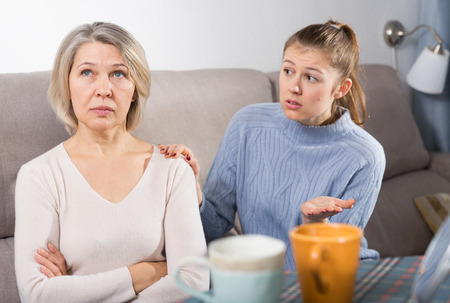Family quarrel of an mother and adult daughterの写真素材