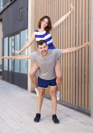 Young loving couple have a good time at the resortの写真素材