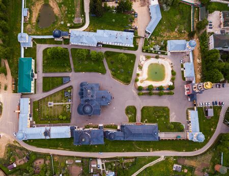 Picturesque aerial view of Ascension David hermitage - Orthodox male monastery in small Russian village of Novy Bytの写真素材