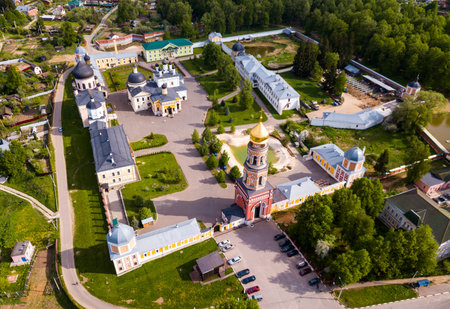 Holy Ascension Davids desert from helicopter. Moscow region. Russia