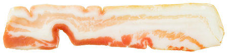 Slices of jamon or traditional spanish panceta curada. Isolated over white background