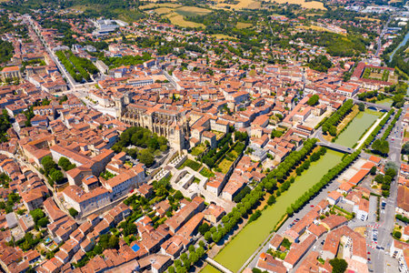 Aerial view on the city Auch. Franceの写真素材