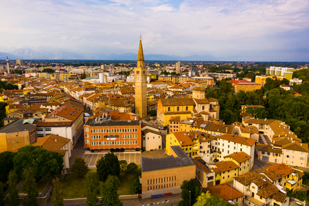 Picturesque top view of city Pordenone. Italyのeditorial素材