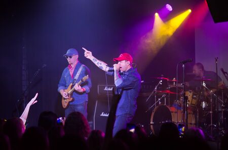 BARCELONA, SPAIN - NOVEMBER 22, 2018: Concert of rock band Lyapis-98 with frontman Sergey Mikhalok in concert hall Sala Apolo, Barcelonaのeditorial素材