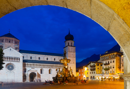 Evening view of the streets of Trento. Italyのeditorial素材