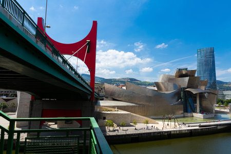 Bilbao, Spain - July 16, 2019: Guggenheim Museum Bilbao and Puente de La Salveのeditorial素材