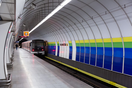 Prague, Czech - October 13, 2019: Hloubetin metro station in Prague. Czech Republic