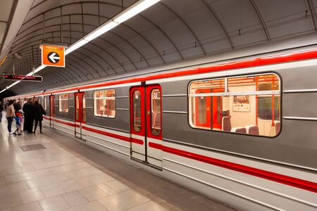 Prague, Czech - October 13, 2019: Hloubetin metro station in Prague. Czech Republicのeditorial素材
