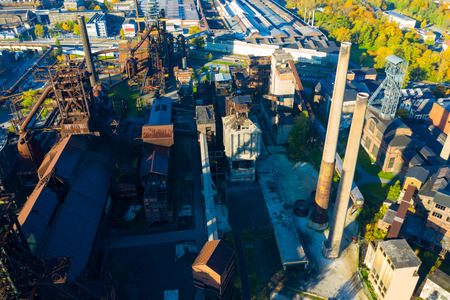 Aerial view of old rusty facilities of closed metallurgical plant in Vitkovice district of Ostrava city, Czech Republicのeditorial素材