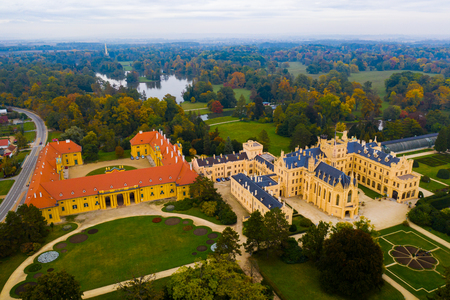Picturesque view of gorgeous Lednice castle in Czech Moraviaのeditorial素材