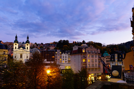 Evening view of the streets of Karlovy Vary. Czech Republicのeditorial素材
