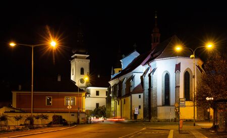 Evening view of the streets of city Mlada-Boleslav. Czech Republicの写真素材