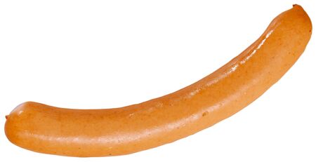 Popular Czech boiled sausages (Parky) made of pork and beef. Isolated over white backgroundの写真素材