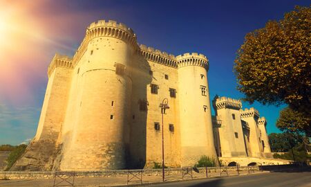 View of medieval castle of Tarascon on Rhone river, Franceのeditorial素材