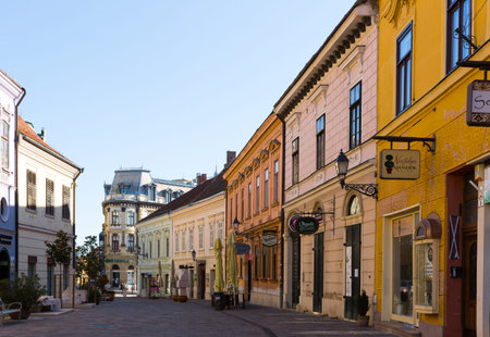 PECS, HUNGARY - NOVEMBER 01, 2017: View of picturesque Pecs streets in sunny autumn day
