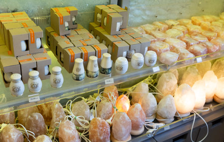 Wieliczka, Poland - March 11, 2020: Souvenir shops at Wieliczka Salt Mine. Wieliczka, Poland