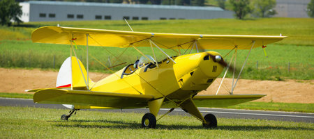 Picture of small sports airplane  at the sport airport outdoor