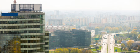 Panoramic view of  district of Bratislava with modern apartment buildings in Slovakia の写真素材