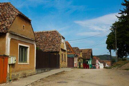 Rural landscape of village in Transylvania, Romaniaの写真素材