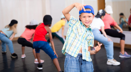 Kids training hip hop in dance studio