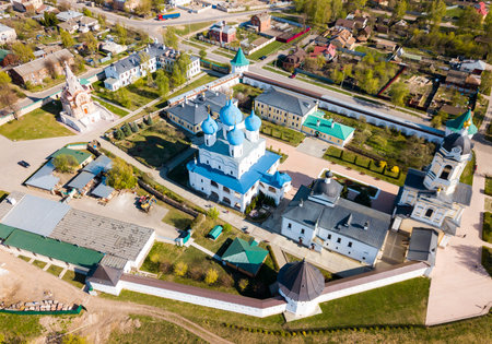 View of Vysotsky monastery at sunny day in Serpukhov, Russia