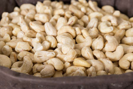 Image of white cashew in containerの写真素材