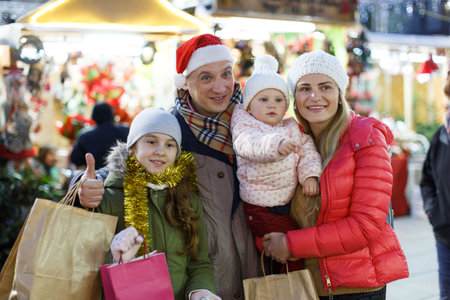 Family portrait at Christmas fair