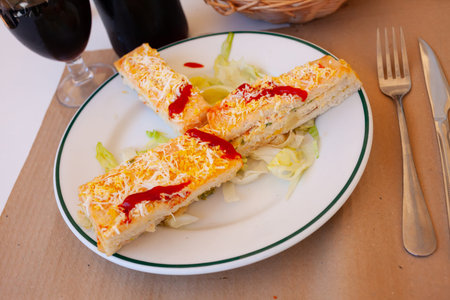 Spanish summer cake with tuna and cheese
