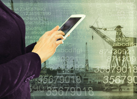Businesswoman writing sms