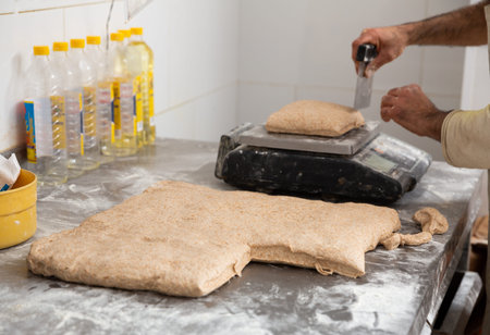 Baker portioning dough