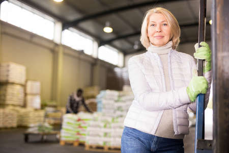 Portrait of warehouse workwomanの写真素材