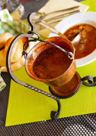 Copper cauldron with Slovenian Bograc