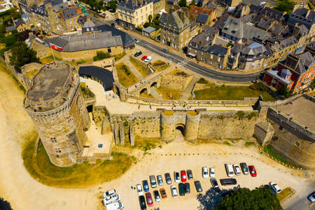 Aerial view of french city Dinanの写真素材